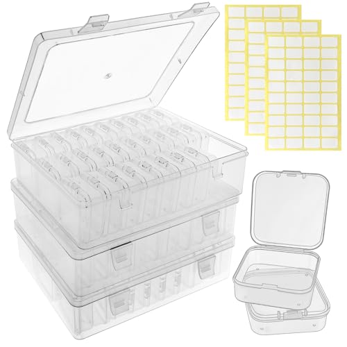 Guyuyii 93 Clear Plastic Bead Storage Containers with Hinged Lids & Labels - size: 93 Pcs