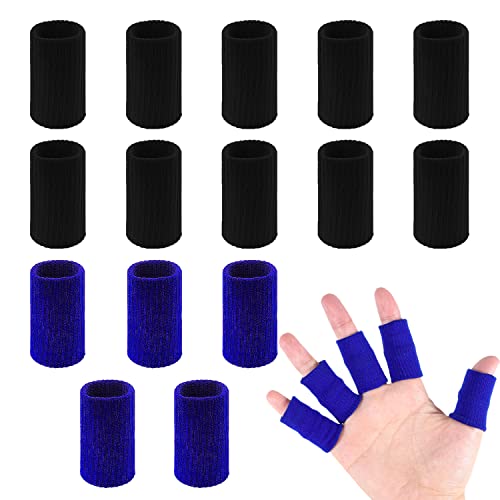20 Pcs Finger Sleeves Protectors, Elastic Sport Finger Sleeves, Black/Blue - color: Black, royal blue