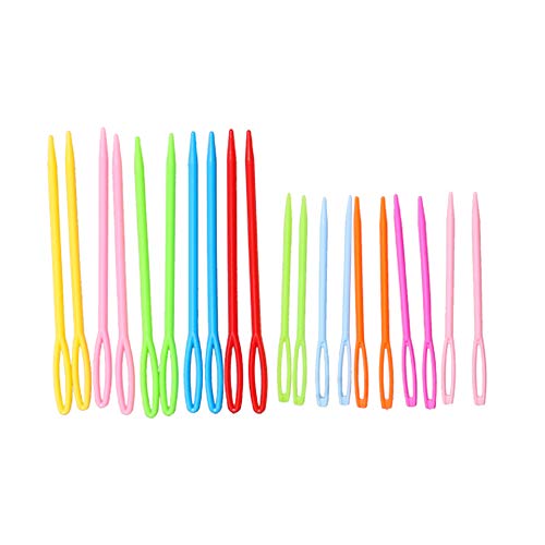 Hekisn Large-Eye Plastic Sewing Needles, 20 Pieces Colorful Safety Lacing Needles, 2 Different Sizes Yarn Sewing Needle, Learning Needles for DIY Sewing Handmade Crafts，3.5 &2.76 inch (20 Pieces) - size: 20 Pieces