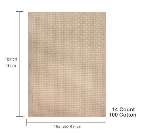 Aida Cloth 14 Count Cross Stitch Fabric,15×18inch,Rolled,3Pcs (14CT,Khaki) - color: Khaki, size: 14CT