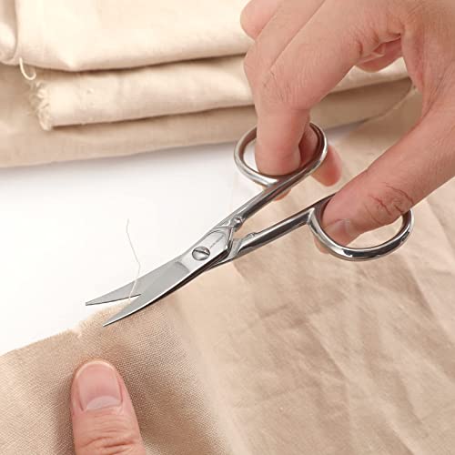 JARVISTAR Small Embroidery Curved Scissors, 4” Forged Stainless Steel Detail Craft Cutter, Sharp Pointed Tip for Fabric Sewing, Needlework, Yarn and DIY Crafts