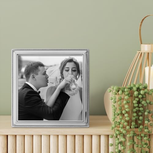 Lawrence Frames 11655 Polished Silver Plate 5x5 Picture Frame - Bead Border Design - color: Silver, size: 5x5