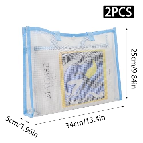 Sewing Project Bag, Art Supply Bag with Zipper & 2 Pocket, Blue