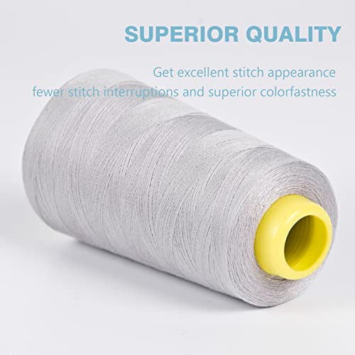 Gray Serger Thread, All-Purpose Thread for Sewing, Polyester, 4 Cones of 3000 Yards Each Spool for Sewing Machine - color: 4 gray