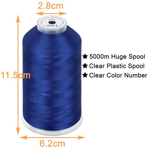 New brothread 5000M Huge Spool Embroidery Machine Thread - Christmas Blue - color: Christmas Blue-1821
