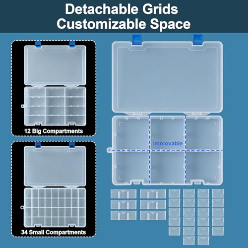 Qualsen Bead Organizer Box with Adjustable Dividers, 34 Girds, 1 Pack - size: 34 Gird-1pcs