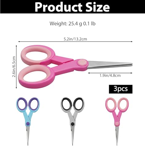 3 Pack Small Embroidery Scissors, Sharp Stainless Steel Thread Sewing Snips