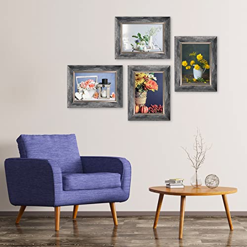 XUANLUO 5x7 Picture Frames Set of 4,Rustic Retro Photo Frame(Grey) - color: Grey-4pcs, size: 5 x 7 inch