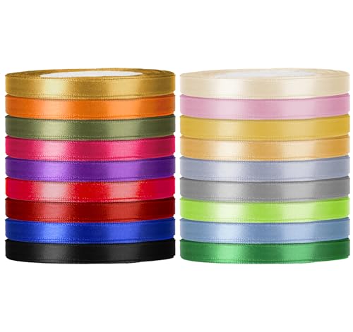 392 Yards Rainbow Satin Ribbon for Gift Wrapping, Double Face Ribbon Set - size: 1/4 inch