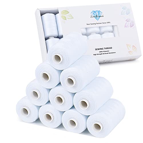 Simthread All Purpose Sewing Thread, 10 Spool White Series 1000 Yards Each Bobbin Polyester Thread for Sewing, Handy Polyester Sewing Threads for Sewing Machine - (White Series) - color: white series