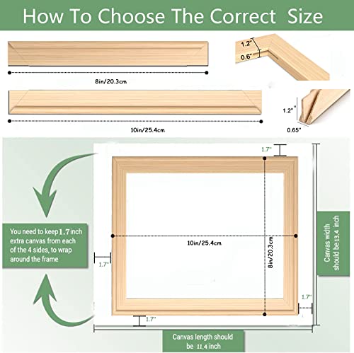2 Pack 8"x 10" DIY Wood Canvas Stretcher Bars, Canvas Frames Kit-Easy to Assemble,Wooden Frames Kit for Oil Painting,Diamond Painting，Embroidery Stitch and Needlepoint Arts Supplies - color: 8"X10"
