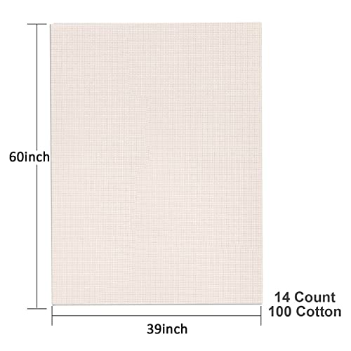 Aida Cloth 14 Count Cross Stitch Fabric,60×39inch (Rice) - color: Rice