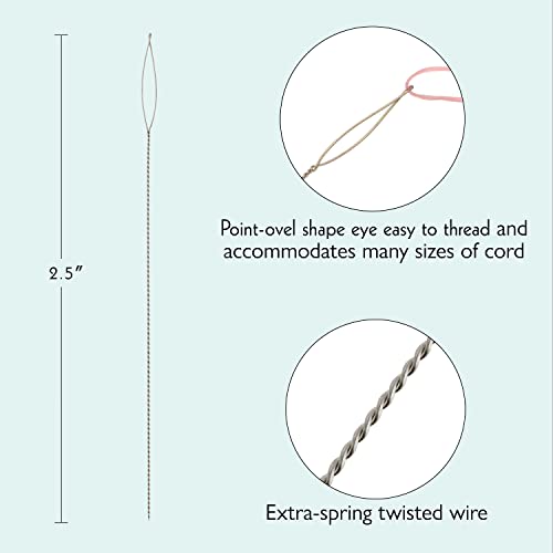 The Beadsmith Basic Elements Collapsible Eye Needles – 2.5 Inch Long – Flexible Twisted Wire – Large Eye, Easy to Thread – 5 Needles in Assorted Sizes - size: 2.5" Long - 5 Needles