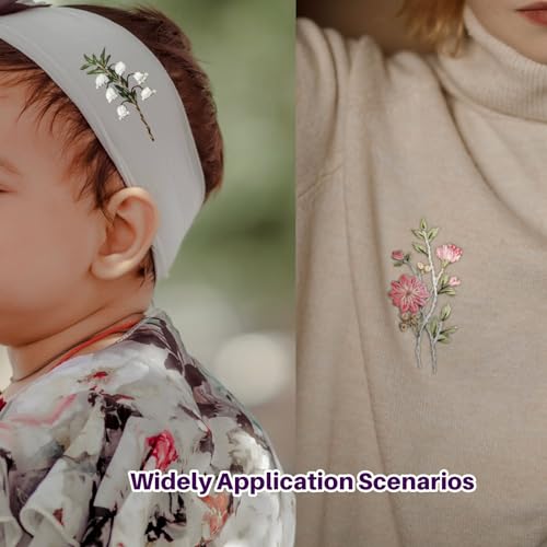 ZQmino 3 Sheets Stick & Stitch Water Soluble Floral Embroidery Patterns