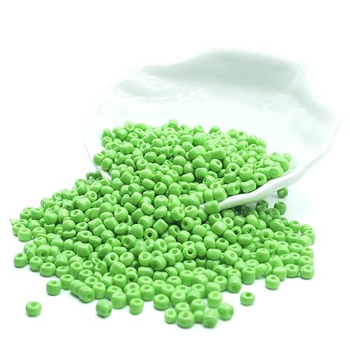 1000 Pcs Craft Glass Pony Beads for DIY Jewelry Making, 4mm 6/0 Colorful Bulk Beads for Bracelets, Necklaces, Rings and Earrings (Grass Green) - color: Grass Green