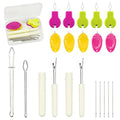 Lechchy Needle Threader for Hand Sewing & Sewing Machine - 10 Simple Needle Threaders for Embroidery Floss + 2 Seam Rippers + 2 Drawstring Threaders + 5 Needles - color: Style 1