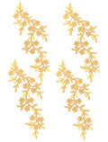 4 Pieces 10x5inch Long Patch Flower Vine with Leaf Iron on Patch Embroided Applique for Garment Curtain Pillow Blanket Trimming Shoes Jeans Clothing Embelishments (Khaki) - color: Khaki