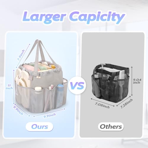 famichan Mesh Shower Caddy Portable with Drawstring, Dorm Room Essentials for College Students, Grey Shower Bag for Camping,Swimming,Gym,Travel,Bathroom - color: GREY