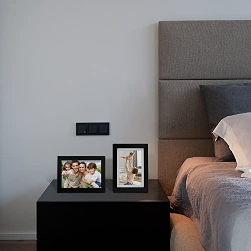 Egofine 5x7 Picture Frame Made of Solid Wood, Display Pictures 3.5x5/4x6 with Mat or 5x7 Without Mat Covered by Plexiglass for Table Top Display and Wall Mounting Photo Frame, Black - color: Black, size: 5x7