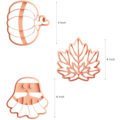 Large Autumn Halloween Clay Cutters for Polymer Clay – Pumpkin Ghost & Maple Leaf Trinket Dish Clay Cutter Set with Embossed Details | Autumn Magic - color: AUTUMN MAGIC