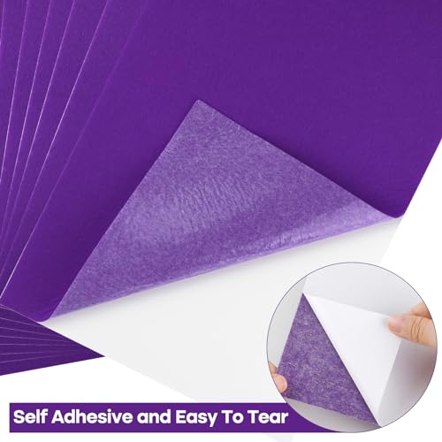 CHRORINE 10 Pcs Purple Felt Fabric Sheets Self Adhesive Felt Sheets 8 x 12 Inches Felt Paper for Art and Craft Supplies - color: Purple
