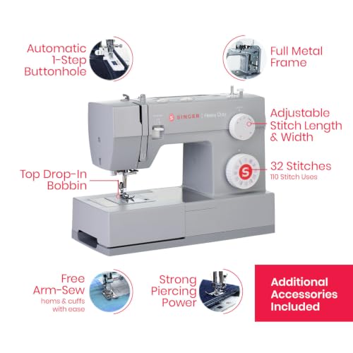 SINGER® 6380 Heavy Duty Sewing Machine with Extension Table, Accessory Kit