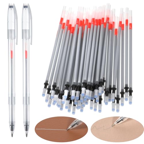 22 Pcs Leather Marking Pen Leather Pens for Fabric with 20 Refills 2 Pcs Silver Fabric Markers Pen Set Temporary Clothes Marking Pens for Sewing DIY Dressmaking Quilting Supplies Shoes Bag Making