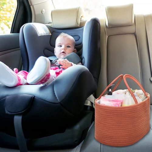 COMSE Large Cotton Rope Baby Diaper Caddy Organizer, Autumn Glaze - color: Autumn Glaze, size: Large