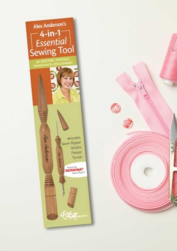 Alex Anderson's 4-in-1 Essential Sewing Tool: Includes Seam Ripper, Stiletto, Presser, Turner