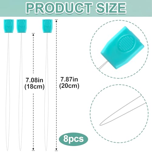 Pndeyo 8pcs 7.87" Long Punch Needle Threaders, Punch Needle Threading Tool, Stitching Needle Threader Sewing Accessories for Embroidery Cross Stitch DIY Crafts - color: 7.87" Long-Blue