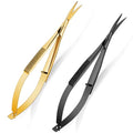 Shynai 2 Pieces 4.7 Inch Embroidery Scissors Curved, Black，gold - color: Black, Gold