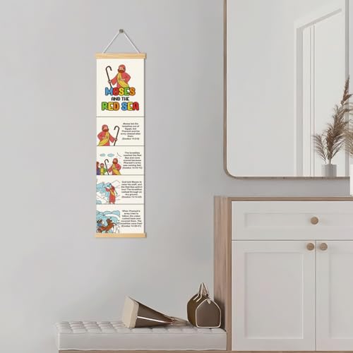 Moses and the Red Sea Banner, Church Banner, Christian Rustic Hanging Door Flag, Farmhouse Decorations Outdoor Indoor, Church Activity Decor, Bible Lesson, Scripture and Words Decorations - color: Red