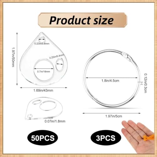 53 Pcs Clear Acrylic Embroidery Floss Drops,Hinged Ring Thread Bobbins for Cross Stitch Sewing,Organizers for Thread Storage DIY Craft Supplies(Style A) - size: Size A
