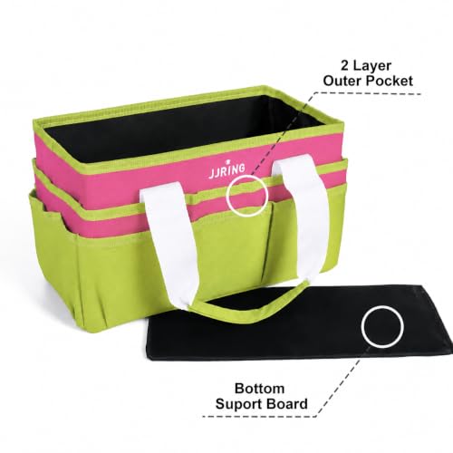 JJRING Craft Organizer Tote Bag Art Storage Caddy Bright Green and Red - color: Bright Green&Red, size: Small