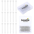 BEADIA Platinum Plated Open Eye Pins Non Tarnish 50mm 100pcs for Jewelry Making Findings - color: Open Eye Pins Platinum, size: 50x0.7mm