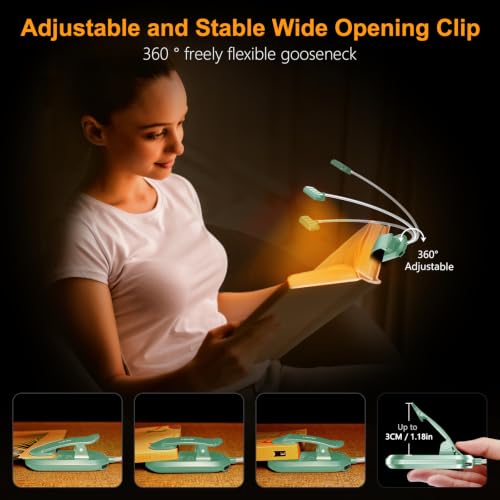 Gritin Rechargeable Book Light for Reading in Bed with 19 LED - color: Cyan