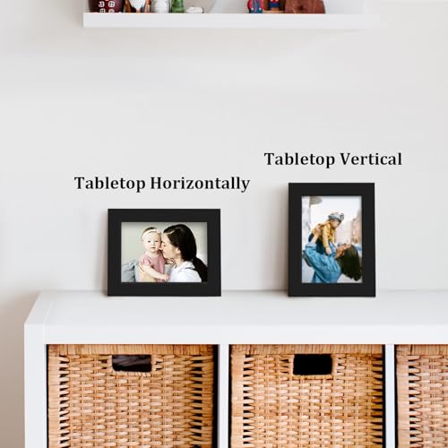 Egofine 3.5x5 Picture Frame Made of Solid Wood with Plexiglass, for Tabletop and Wall Mounting Photo Frame, Black - color: Black, size: 3.5x5
