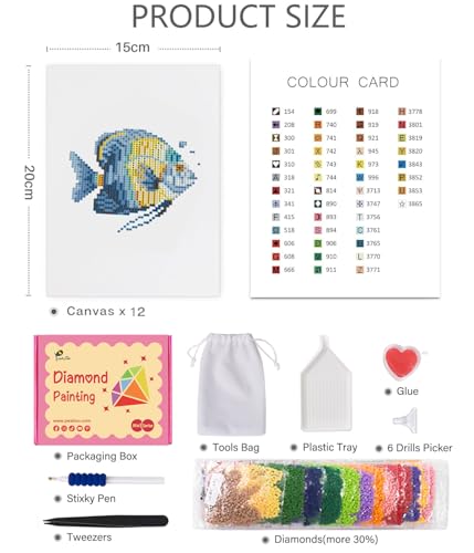 PeakLuv Small Diamond Art Kits Fishes Mini Diamond Painting Kits for Adults - color: Sea Animals