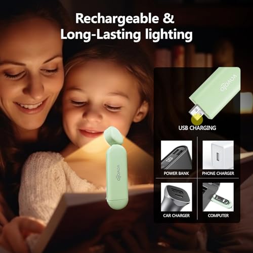 VAVOFO USB Rechargeable Book Light, Bookmark Clip on LED Reading Light - color: Green