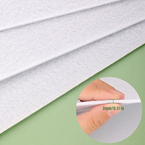 Savita 5pcs 25.4 x 22.8cm/10 x 9 inch 3mm Thick Felt Sheets, Stiff Felt Fabric Sheets for Crafts Hard Felt Squares for Sewing Crafting Cushion and Padding (White) - color: White