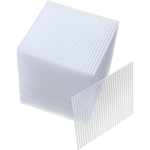 Yunlly 100 Pcs 7 Count Plastic Canvas Mesh Sheets, 4.5'' Square Canvas