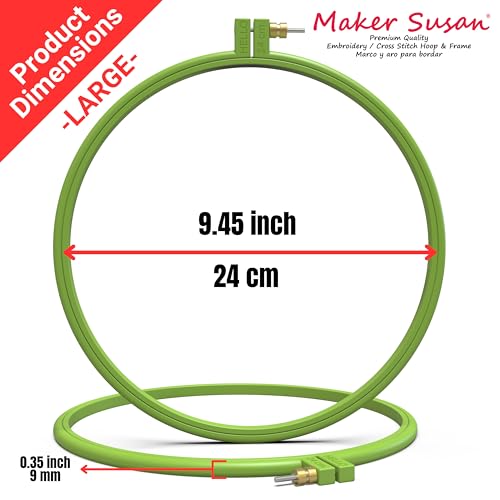 Maker Susan Plastic Embroidery Hoop, Hello Series Cross Stitch Hoops for Beginners, Punch Needle Hoop, Embroidery Frames for Sewing, Needlework, Embroidery Projects (Neon Green, 2 Pcs Set) - style: Neon Green