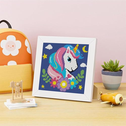 Lzyueyuan Cross Stitch Kits for Beginners,Unicorn Stamped Cross Stitch for Adults with Framed,Crafts for Girls 8-12 Embroidery Kit,11CT Cross-Stitch Arts and Crafts for Adults 8.7inX8.7in - color: Cross Stitch-1222-6