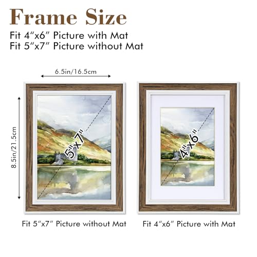 Daofary Picture Frame Set of 6, vintage picture frames Rustic Farmhouse Photo Frame, Display with Mat for Decorative on Wall Hanging Tabletop Placement 5x7 - size: 5 x 7