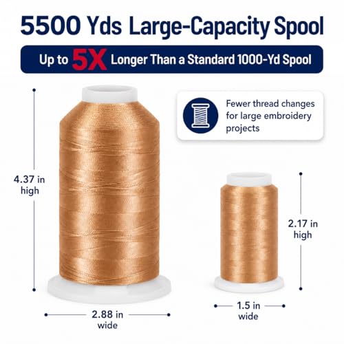 Simthread Embroidery Machine Thread 5000M 40WT Polyester, Conch Shell S012 - color: ConchShellS012