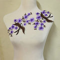 1pair Quince Sakura Flower Embroidery Iron On Applique Patches (Purple H) - color: Purple H