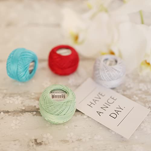Rhapsody Pearl Cotton Thread Size 8 Crochet Thread Perle 12 Balls Set Hand Knitting, Embroidery, Sashiko, Cross-Stitch, Sewing, Needlepoint, DIY, Quilting (Aquamarine, Col. 611) - color: Aquamarine, Col. 611