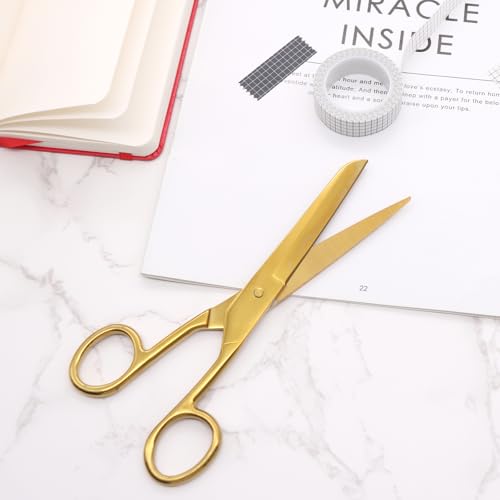 NatSumeBasics 7" Gold Scissors, Sharp Tailor Craft Office Shears - color: Gold