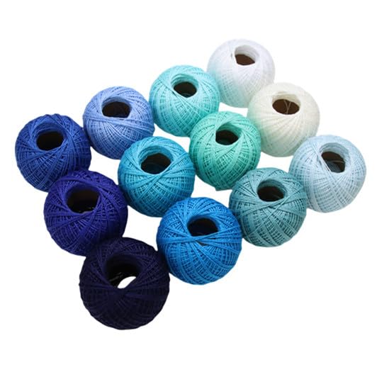 KCS Mercerized Pearl Cotton Thread Size 8 Crochet Needlework Embroidery Threads Ball (12, 12balls03) - color: 12balls03
