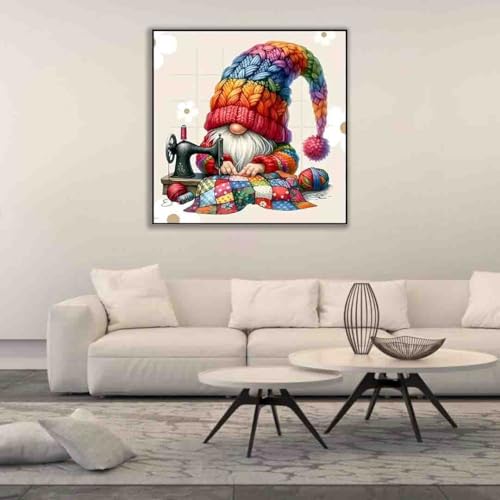 DYAIANGMU Gnome Stamped Cross Stitch Kit for Adults 13.7x13.7 inches - color: gnome-6